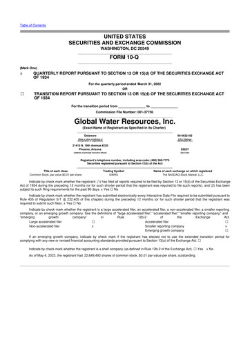 Thumbnail Global Water Resources 10-Q Quarterly Report FY2022 