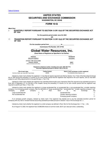 Thumbnail Global Water Resources 10-Q Quarterly Report FY2022 