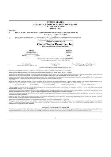 Miniature Global Water Resources 10-K Rapport annuel 2024