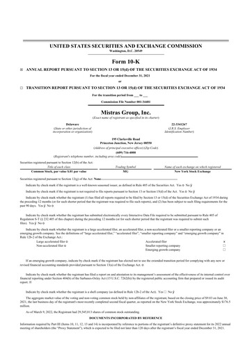 Thumbnail MISTRAS Group
 10-K Annual Report 2021