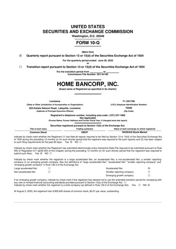 Thumbnail Home Bancorp
 10-Q Quarterly Report FY2020 
