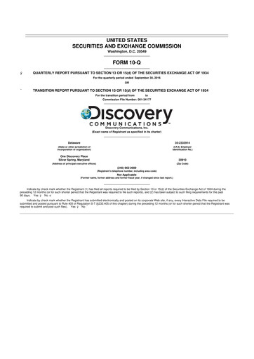 Thumbnail Warner Bros. Discovery 10-Q Quarterly Report FY2016 