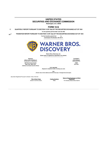Thumbnail Warner Bros. Discovery 10-Q Quarterly Report FY2022 