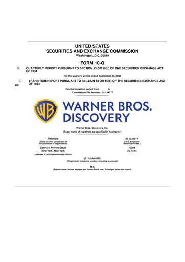 Thumbnail Warner Bros. Discovery 10-Q Quarterly Report FY2023 
