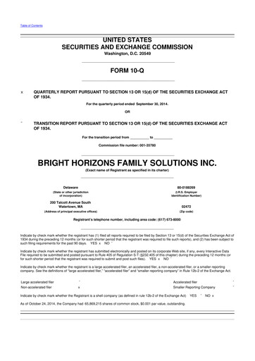 Miniature Bright Horizons 10-Q Rapport trimestriel 2014 