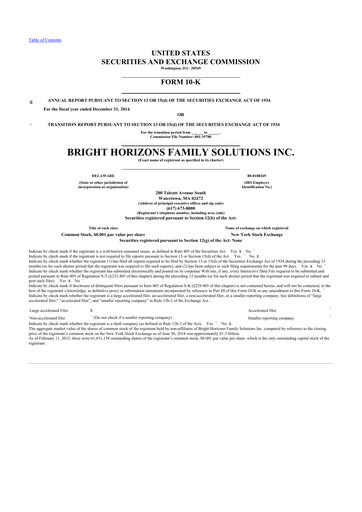 Thumbnail Bright Horizons 10-K Annual Report 2014