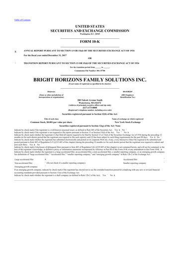 Thumbnail Bright Horizons 10-K Annual Report 2017