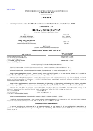 Thumbnail Hecla Mining
 10-K Annual Report 