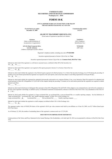 Thumbnail J. B. Hunt
 10-K Annual Report 