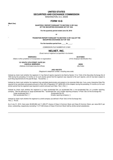 Thumbnail Nelnet 10-Q Quarterly Report FY 