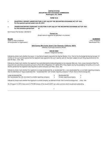 Thumbnail Power Solutions International 10-Q Quarterly Report FY2010-08-16 