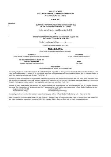 Thumbnail Nelnet 10-Q Quarterly Report FY 