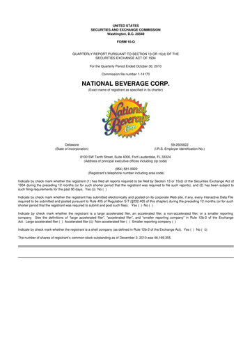 Thumbnail National Beverage
 10-Q Quarterly Report FY 