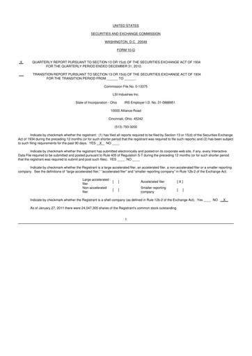 Miniature LSI Industries 10-Q Rapport trimestriel  