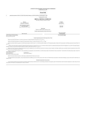 Thumbnail Hecla Mining
 10-K Annual Report 2010