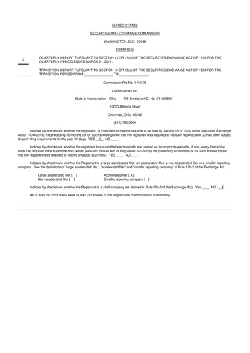 Miniature LSI Industries 10-Q Rapport trimestriel  