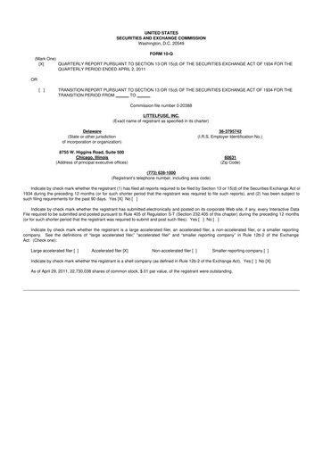 Thumbnail Littelfuse 10-Q Quarterly Report FY 