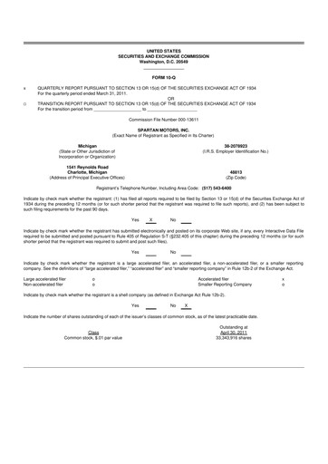 Thumbnail The Shyft Group 10-Q Quarterly Report FY 