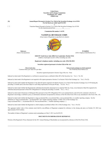 Thumbnail National Beverage
 10-K Annual Report 