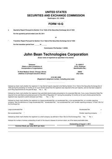 Thumbnail JBT Marel Corporation 10-Q Quarterly Report FY2011 