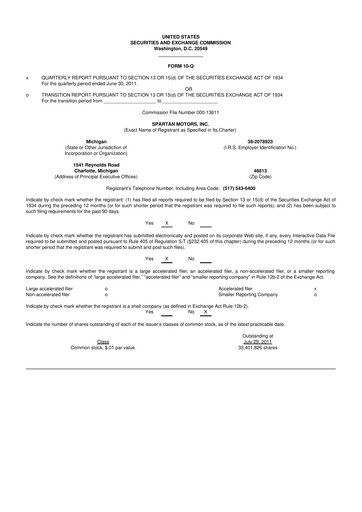 Thumbnail The Shyft Group 10-Q Quarterly Report FY2011 