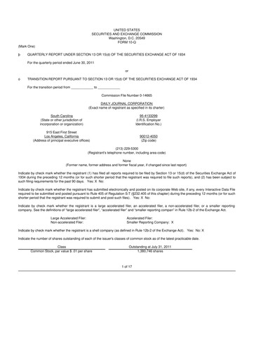 Thumbnail Daily Journal 10-Q Quarterly Report FY2011 