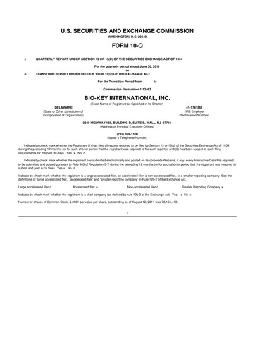 Vorschaubild BIO-key International
 10-Q Quartalsbericht 2011 