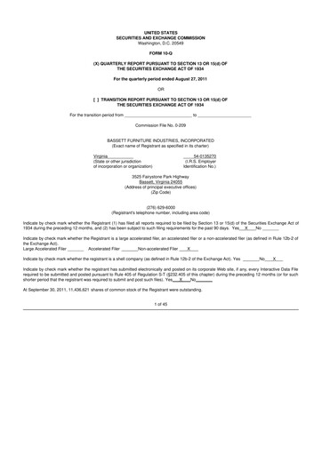 Thumbnail Bassett Furniture 10-Q Quarterly Report FY2011 