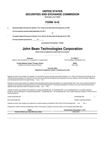 Thumbnail JBT Marel Corporation 10-Q Quarterly Report FY2011 