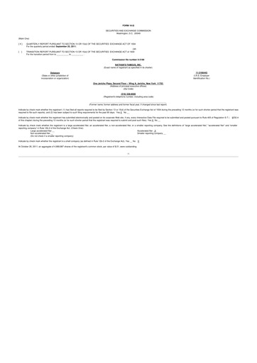 Miniature Nathan's Famous 10-Q Rapport trimestriel 2012 