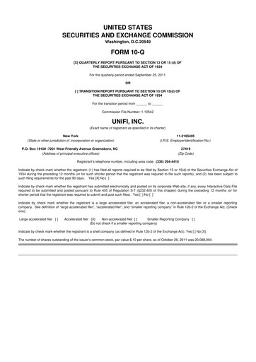 Thumbnail Unifi 10-Q Quarterly Report FY 