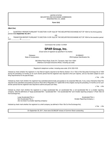 Thumbnail SPAR Group 10-Q Quarterly Report FY2011 