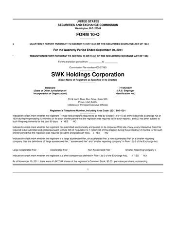 Thumbnail SWK Holdings 10-Q Quarterly Report FY2011 