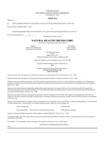 Thumbnail Natural Health Trends 10-K Annual Report 