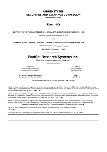 Thumbnail FactSet 10-Q Quarterly Report FY2011 