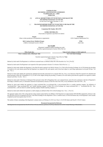 Thumbnail Lithia Motors 10-K Annual Report 2011