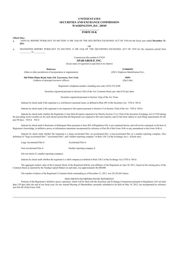Thumbnail SPAR Group 10-K Annual Report 2011