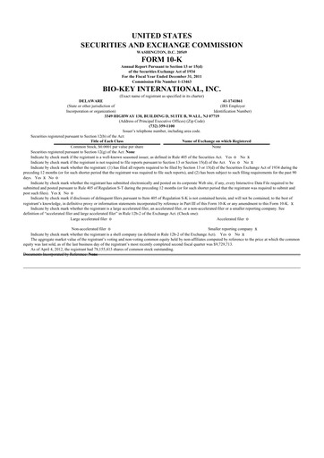 Thumbnail BIO-key International
 10-K Annual Report 2011