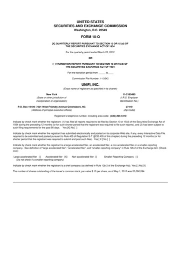 Thumbnail Unifi 10-Q Quarterly Report FY2012 
