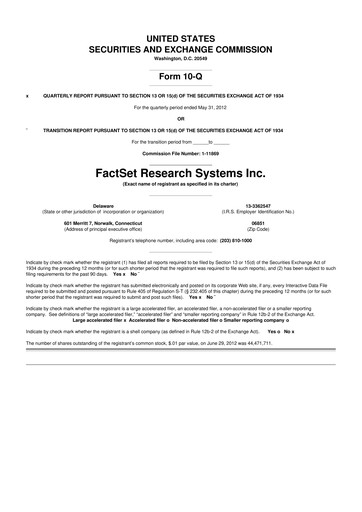 Thumbnail FactSet 10-Q Quarterly Report FY2012 
