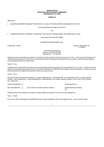 Thumbnail Superior Group of Companies 10-Q Quarterly Report FY2012 