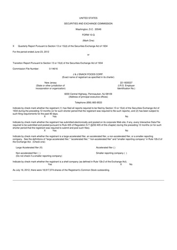 Thumbnail J&J Snack Foods
 10-Q Quarterly Report FY2012 
