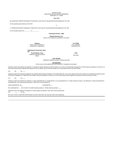 Thumbnail NPK International 10-Q Quarterly Report FY2012 