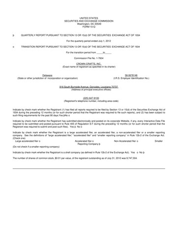 Thumbnail Crown Crafts 10-Q Quarterly Report FY2013 