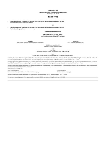 Miniature Energy Focus 10-Q Rapport trimestriel 2012 