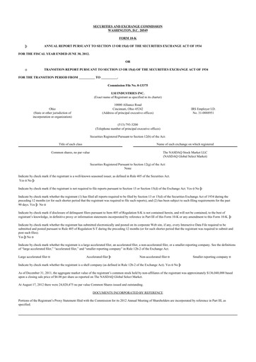 Thumbnail LSI Industries 10-K Annual Report 2012