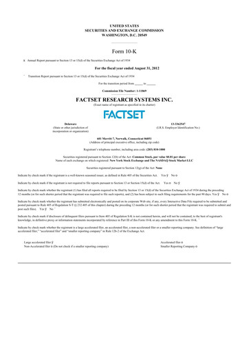 Thumbnail FactSet 10-K Annual Report 2012