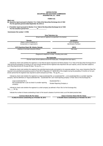 Thumbnail Gray Media
 10-Q Quarterly Report FY2012 