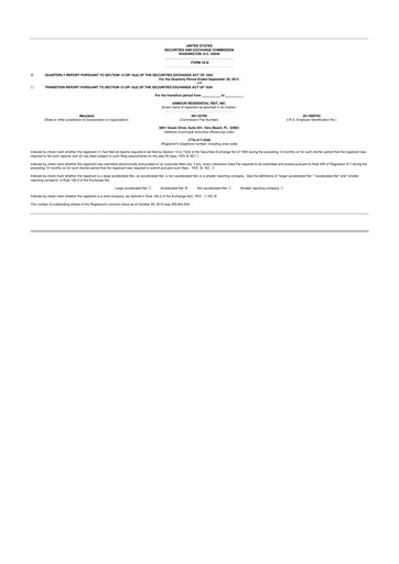 Vorschaubild ARMOUR Residential REIT 10-Q Quartalsbericht 2012 