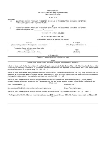 Thumbnail Oil States International
 10-Q Quarterly Report FY 